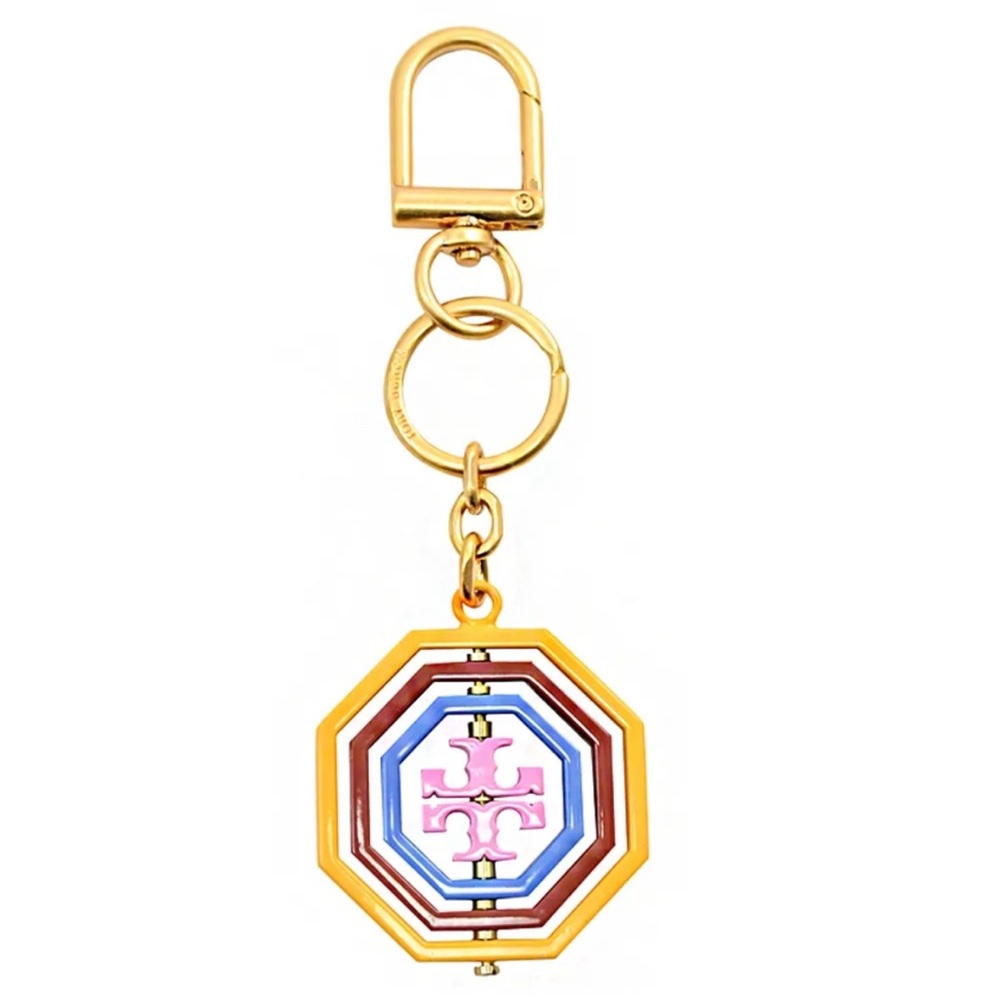 NWT Tory Burch Rotating Geo Key Fob Key Chain Bag Charm